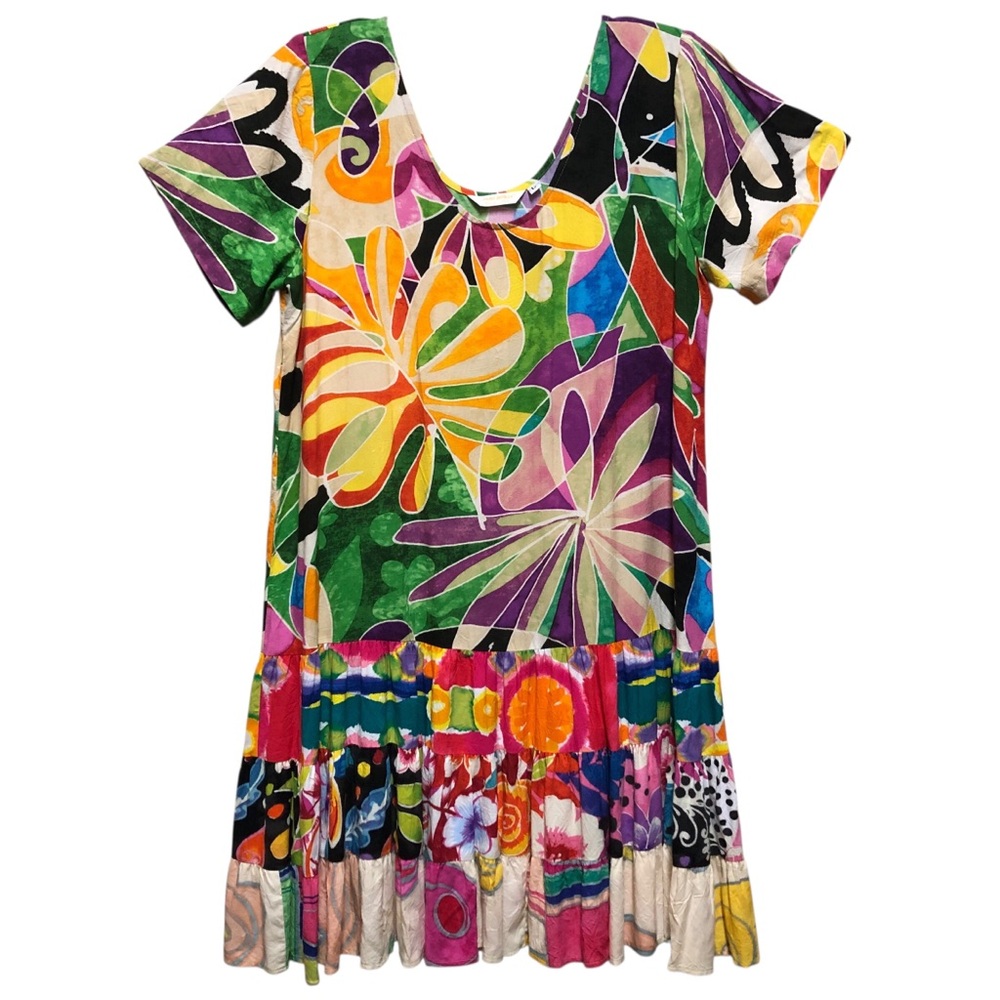 JAMS WORLD Y2K Vintage Hattie Dress.Size Large Hawaii USA Vibrant Floral Dress.